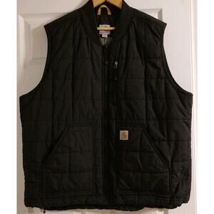 Men's Carhartt Puffer Full Zip Vest Quilted Black Pockets - XXL